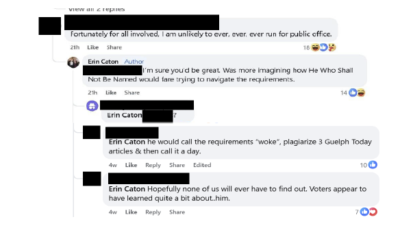 This image has an empty alt attribute; its file name is Guelph-Councillor-Erin-Caton-Facebook-Comments-May-28-2025.png